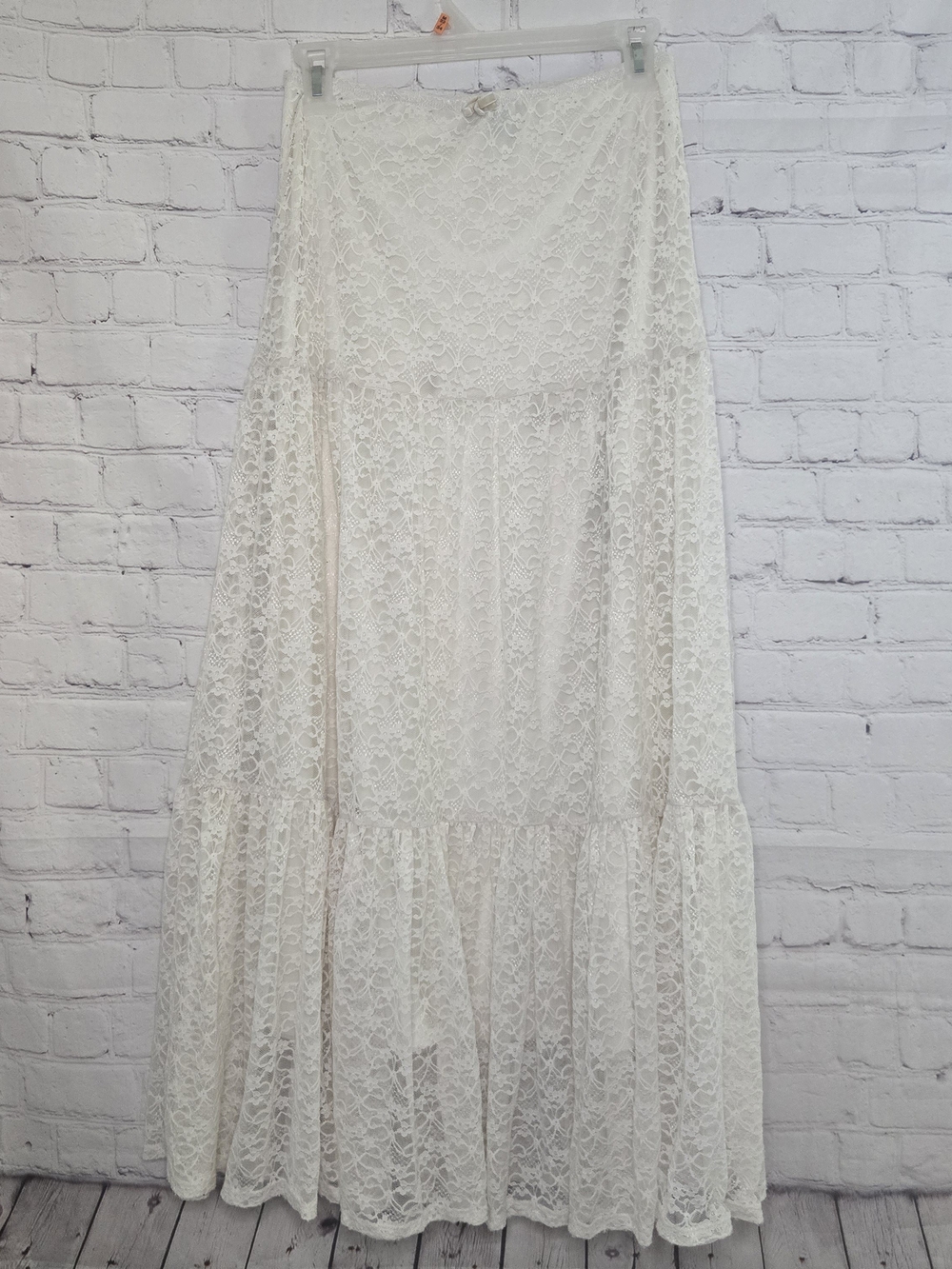 Forever 21 y2k ivory lace tiered maxi skirt sz small Boho Hippie Cottagecore